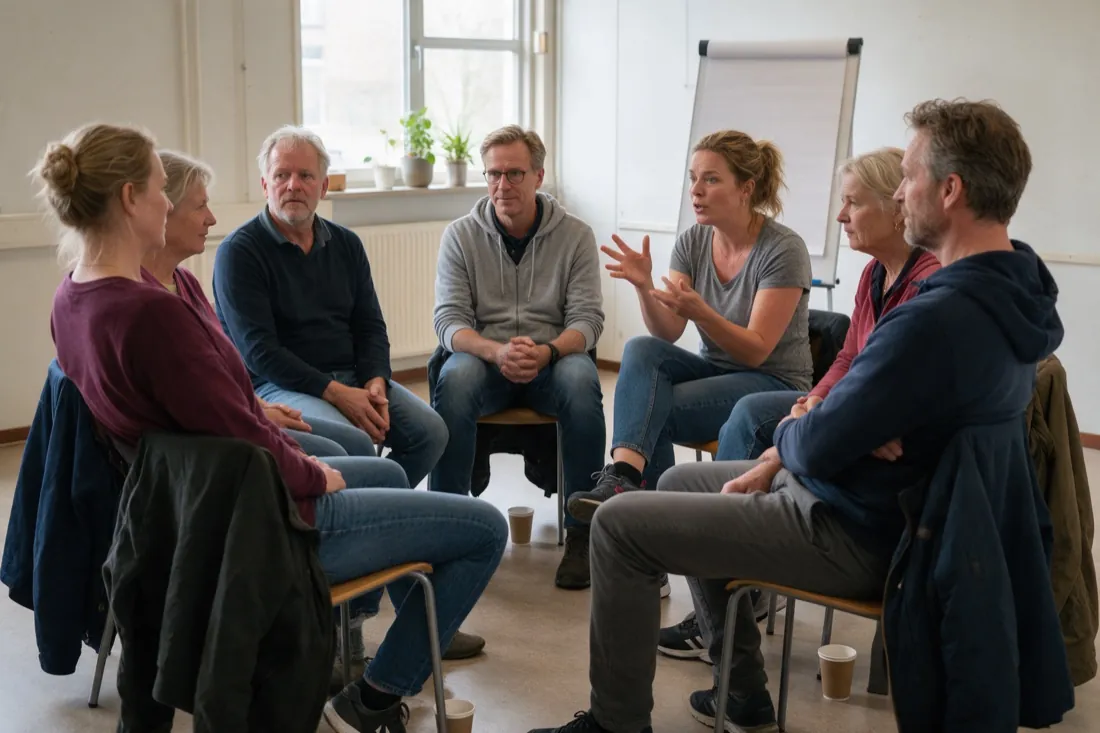 Een coach in gesprek met een team